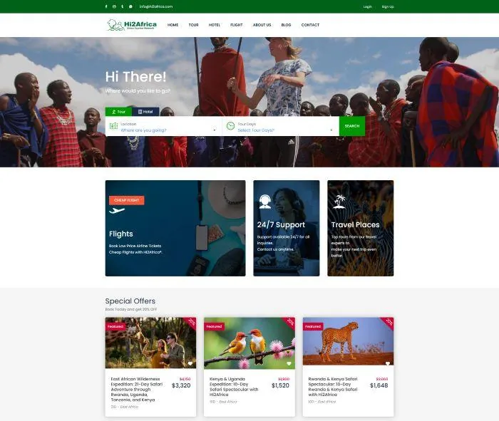 Hi2Africa travel booking platform