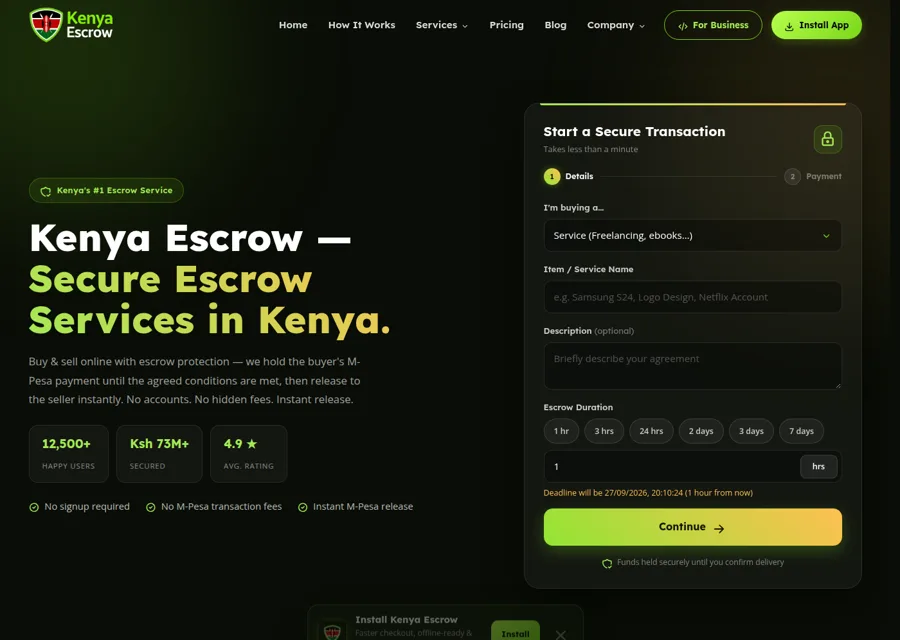 Kenya Escrow secure payments platform